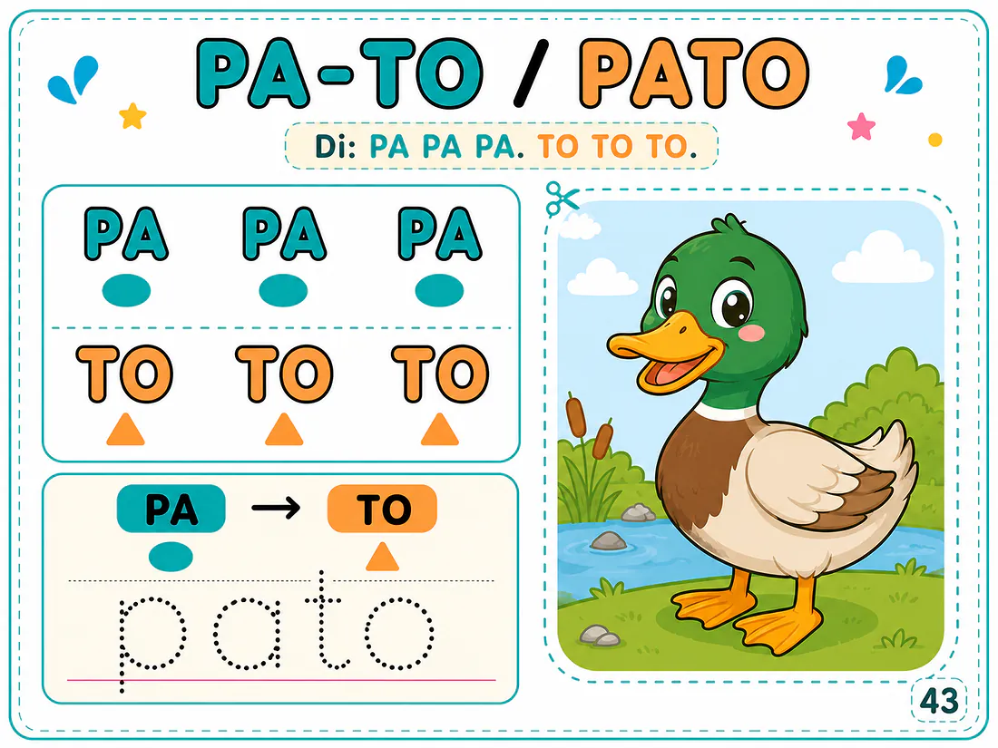 Página real 3: práctica de la palabra PATO