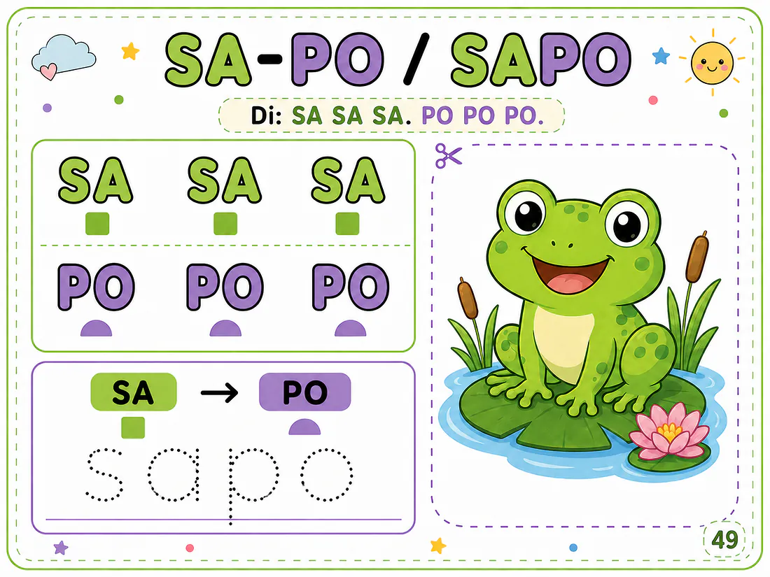 Página real 5: práctica de la palabra SAPO