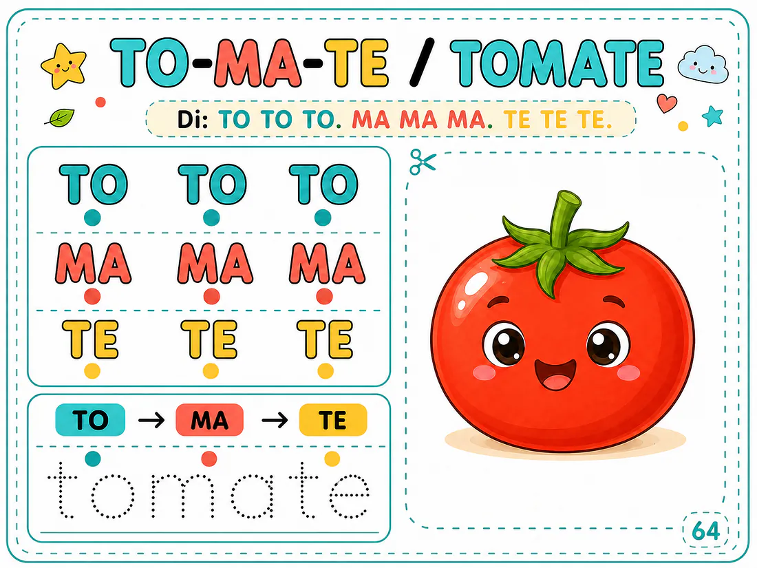 Página real 8: práctica de la palabra TOMATE