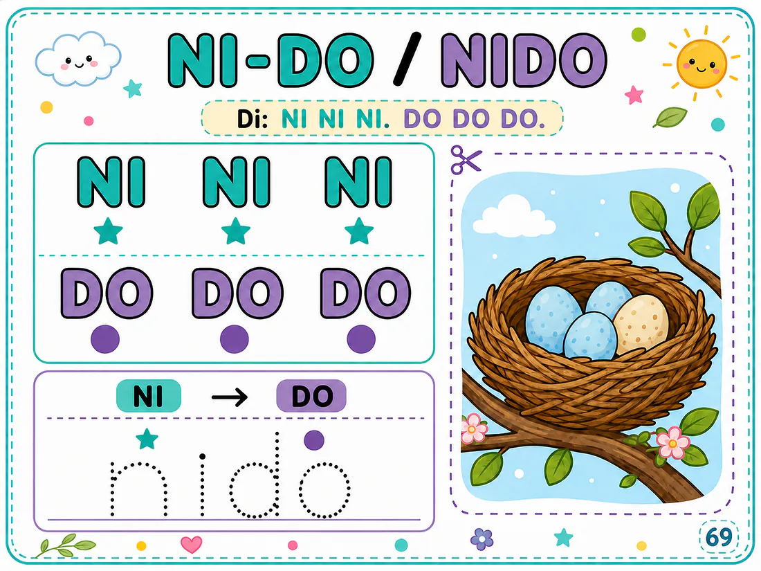Página real 10: práctica de la palabra NIDO