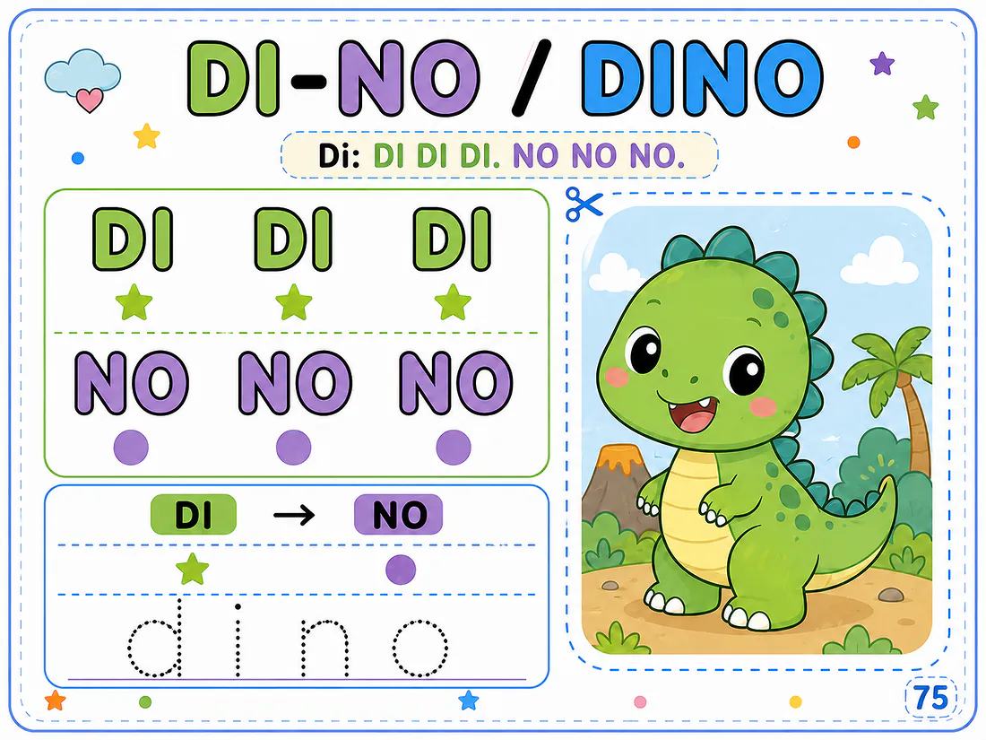 Página real 12: práctica de la palabra DINO
